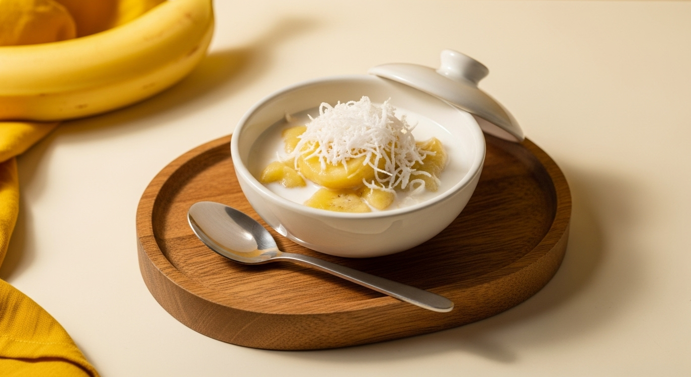 WeNB steamed milk banana served warm on a minimal plate